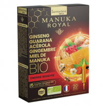 Santarome Bio Ginseng Guarana Acérola Miel de Manuka Bio 20 ampoules