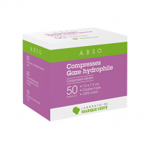 Marque Verte Compresses Stériles Gaze Hydrophile 7,5cm x 7,5cm 50 x 2 compresses - Stérile -