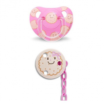 Suavinex Sucette Silicone Physio 6-18m + Clip Biscuit Rose - Physiologique -