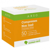 Marque Verte Abso Compresses Stériles Non Tissé 7,5cm x 7,5cm 100 compresses - Stérile -