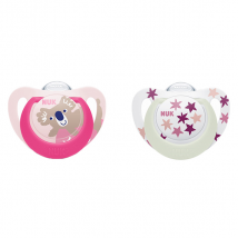 Nuk Sucette Starlight Silicone +18m Koala Rose Étoiles Lot de 2