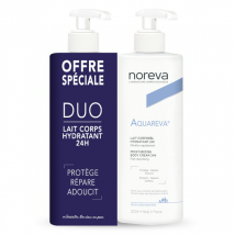 Noreva Aquareva Lait Corporel Hydratant 24h Lot de 2 x 400ml pour Peau Normale, Peau Sèche à Très Sèche