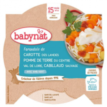 Babybio Repas Midi Assiette Carotte Pomme de Terre Cabillaud +15m Bio 260g - Poissons -