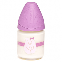 Suavinex Biberon en Verre Meaningful Life Ours Violet 120ml - Col étroit -