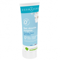 Dermasens Gel Douche Surgras Fleur de Coton 200ml pour Peau Sensible, Peau Sèche à Très Sèche