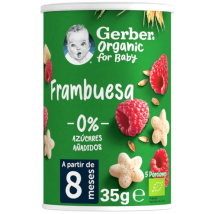 Gerber Puff Cereal Orgânico e Lanche de Framboesa +8m 35 gr