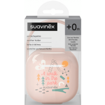 Suavinex Pacifier Holder with Flexible Handle for Hanging Walk Pink