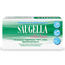 Saugella Cotton Touch Tampons Hygiéniques sans Applicateur Flux Légers - Pack 16 - Sans Applicateur -