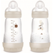 Biberon anti-colique MAM Easy Start à débit moyen, neutre, mat, 2-4 mois, 2 x 260 ml