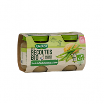 Blédina Les Récoltes Bio Pot Haricots Verts Pommes de Terre +4m 2 x 130g - Légumes -