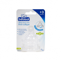 Bébisol Tétine Bout Rond Anti Colique +3m Débit 2 Moyen Lot de 2 - Anti-Colique AC -