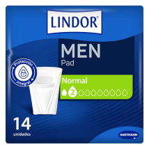 Lindor MEN Protectores Normal 2 Gotas Incontinencia 14 uds
