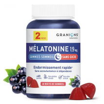 GRANIONS - Gummies Sommeil 1,9 mg - Sans Sucres - FORMAT 2 MOIS