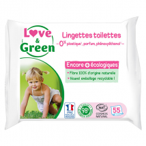 Love & Green Lingettes Toilettes 55 unités pour Peau Normale