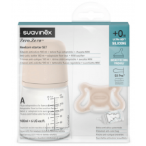 Suavinex Zero Zero Set Biberon léger à débit adaptatif 180 ml + tétine + 0 mois