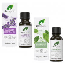 Dr. Organic Aceite de Lavanda 100% Puro 10 ml + Aceite de Menta 100% Puro 10 ml