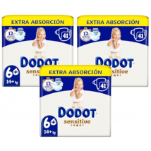 Pacote de Fraldas Extra-Jumbo Dodot Sensitive T6+ (+14 Kg) 3x41 unidades