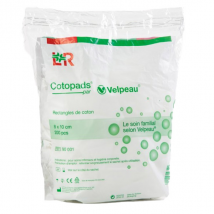 Velpeau Cotopads Rectangles Coton x200 Non Stérile 8x10cm - 100% Coton - 100% coton -