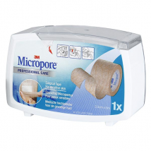 3M Micropore Sparadrap Microporeux Chair 25mm x 5m - Avec dévidoir, Hypoallergénique -