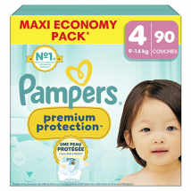 Pampers Premium Protection Taille 4 Couches x96 9kg - 14kg Notre N°1 Pour Le Confort & La Protection
