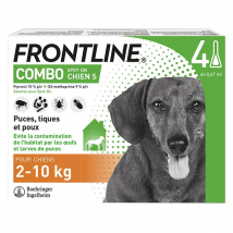 Frontline Combo chien 2-10kg - Anti-puces anti-tiques pour chien S - 3 pipettes - Anti-Puce, Anti-Tique, Anti-Poux -