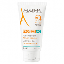 A-Derma Protect AC Fluide Matifiant Très Haute Protection SPF50+ 40ml Bio pour Peau Mixte, Peau Grasse