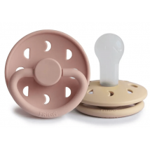 Bloco de chupeta Frigg com fases da lua, silicone, cor blush/croissant +6 meses, 2 unidades