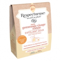 Respectueuse Mon Gommage Visage Solide Doux Bio 35g + Porte-Savon Végétal Offert