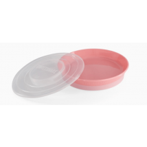 Twistshake Non-Slip Plate with Pastel Pink Lid +6m