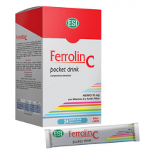 ESI Ferrolin C Pocket Drink Sabor Limão 24 Sachês Bebíveis