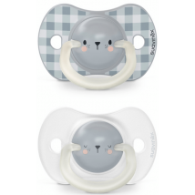 Suavinex Night Pacifier Physiological Teat SX Pro Silicone Bear Blue 0-6m 2 units
