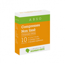 Marque Verte Compresses Stériles en Non Tissé 7,5cm x 7,5cm 10 x 2 compresses - Stérile -