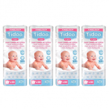 Tidoo Care Coton Maxi Carrés Bio Lot de 4 x 80 cotons