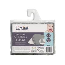 Tinéo Housses de Matelas à Langer Gris Foncé Lot de 2 - Draps Housse -