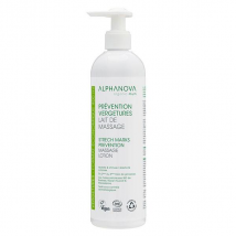 Alphanova Sante Lait de Massage Vergetures Bio 400ml pour Peau Normale, Peau Sèche à Très Sèche