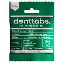 Denttabs Dentífrico en Pastillas Ecológico sin Flúor 125 uds