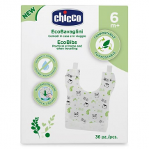 Chicco Repas Bavoir Compostable +6m Décoré 36 unités - Plastique,Papier -