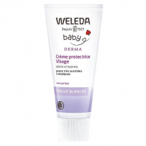 Weleda Bébé Mauve Blanche Crème Protectrice Visage Bio 50ml pour Peau Sèche à Très Sèche, Peau à Rougeurs