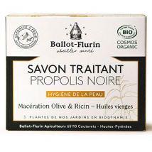 Ballot-Flurin Hygiène et Soins Savon Traitant Propolis Noire Bio 100g pour Peau à problèmes, Peau Grasse