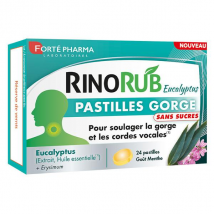 Forté Pharma RinoRub Pastilles Gorge Eucalyptus Sans sucres 24 pastilles