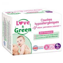 Love & Green Couches Hypoallergéniques T4+ 9-20kg 42 couches - Couche -