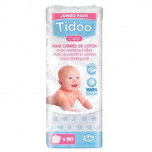 Tidoo Care Coton Maxi Carrés Bio 80 cotons - 100% coton -