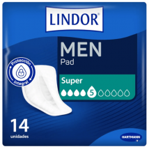 Lindor MEN Protetores Super Absorventes Incontinência Masculina 5 Gotas 14 unidades