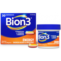 Bion3 Energy Multivitamínicos con Probióticos, Vitamina B12, C y Magnesio 30 Comprimidos