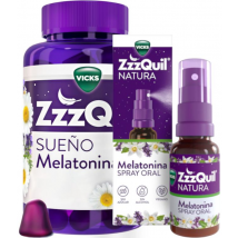 ZzzQuil Sueño Melatonina 1mg Dormir 60 Gummies + Spray 30 ml