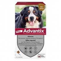 Advantix Chien Solution Antiparasitaire Très Grande Race 40 à 60kg 6 pipettes -