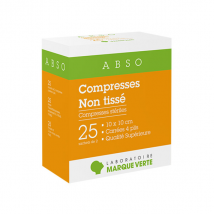 Marque Verte Compresses Stériles en Non Tissé 10cm x 10cm 25 x 2 compresses - Stérile -