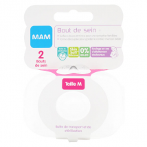 MAM Allaitement Bout de Sein Silicone Taille M Lot de 2 + Boîte de Stérilisation