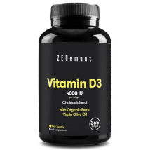 ZENement Vitamine D3 4000 UI avec huile d'olive extra vierge 365 gélules