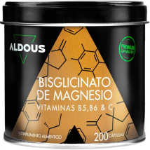 Aldous Bisglicinato de Magnesio con Vitamina C, B5 y B6 200 Cápsulas